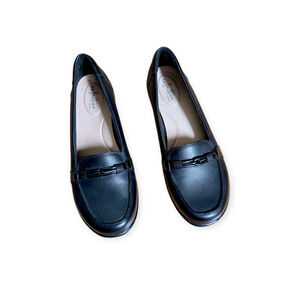 Clarks Black Leather Ashland Ballot Comfort Slip-on Loafer Flat
